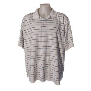 Basic Editions Polo Shirt Men 4X Striped DadCore NormCore White Short Sleeve